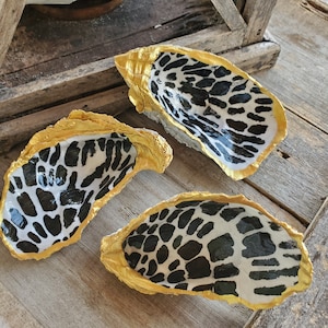 Modern art decoupaged oyster shell
