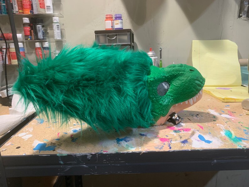 Hand painted TRex mask with ears