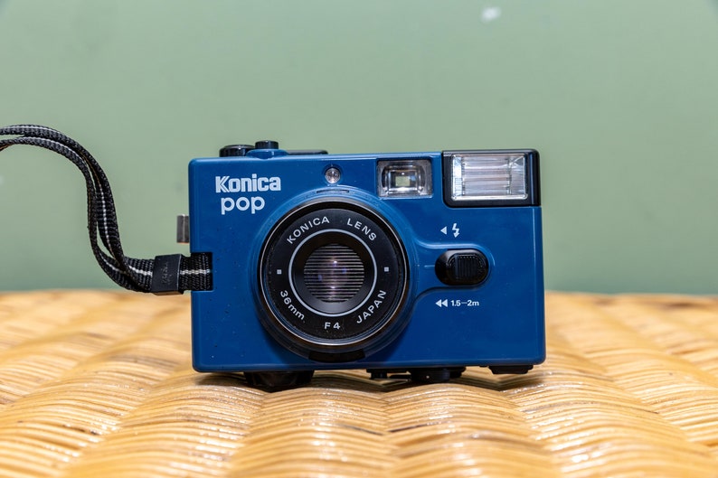 Konica pop in Blue with Hexanon 36mm f/4 lens Leather case image 1