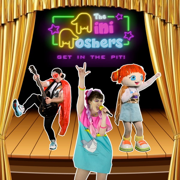 Digital Download CD of x3 original pop-rock childrens songs for kids music by The Mini Moshers (superhero, Mosh around, Shark Chase Song)
