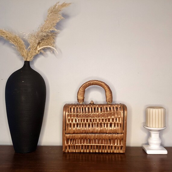 Vintage Top Handle Wicker Bag. Etsy