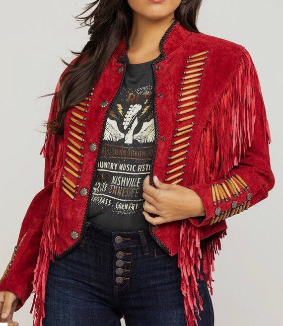 red suede jacket womens
