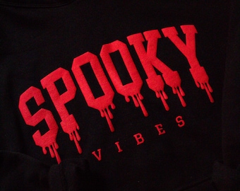 Spooky Vibes Hoodie, Halloween Hoodie, Oversized Sweater Spooky Puff Print Design Unisex Hoodie, Fall Hoodie