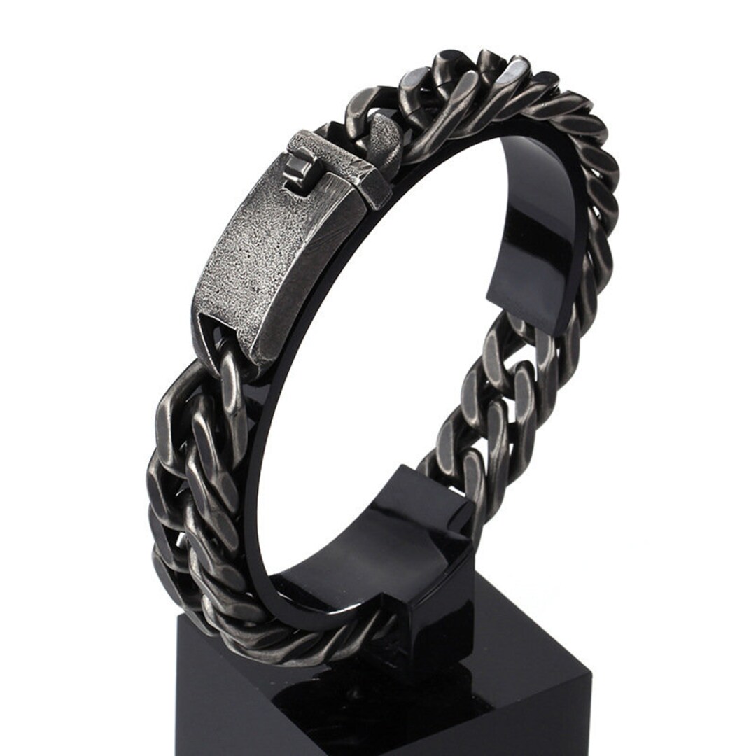 Dark Vintage Men's Black Chain Bracelet Biker Bracelet Etsy