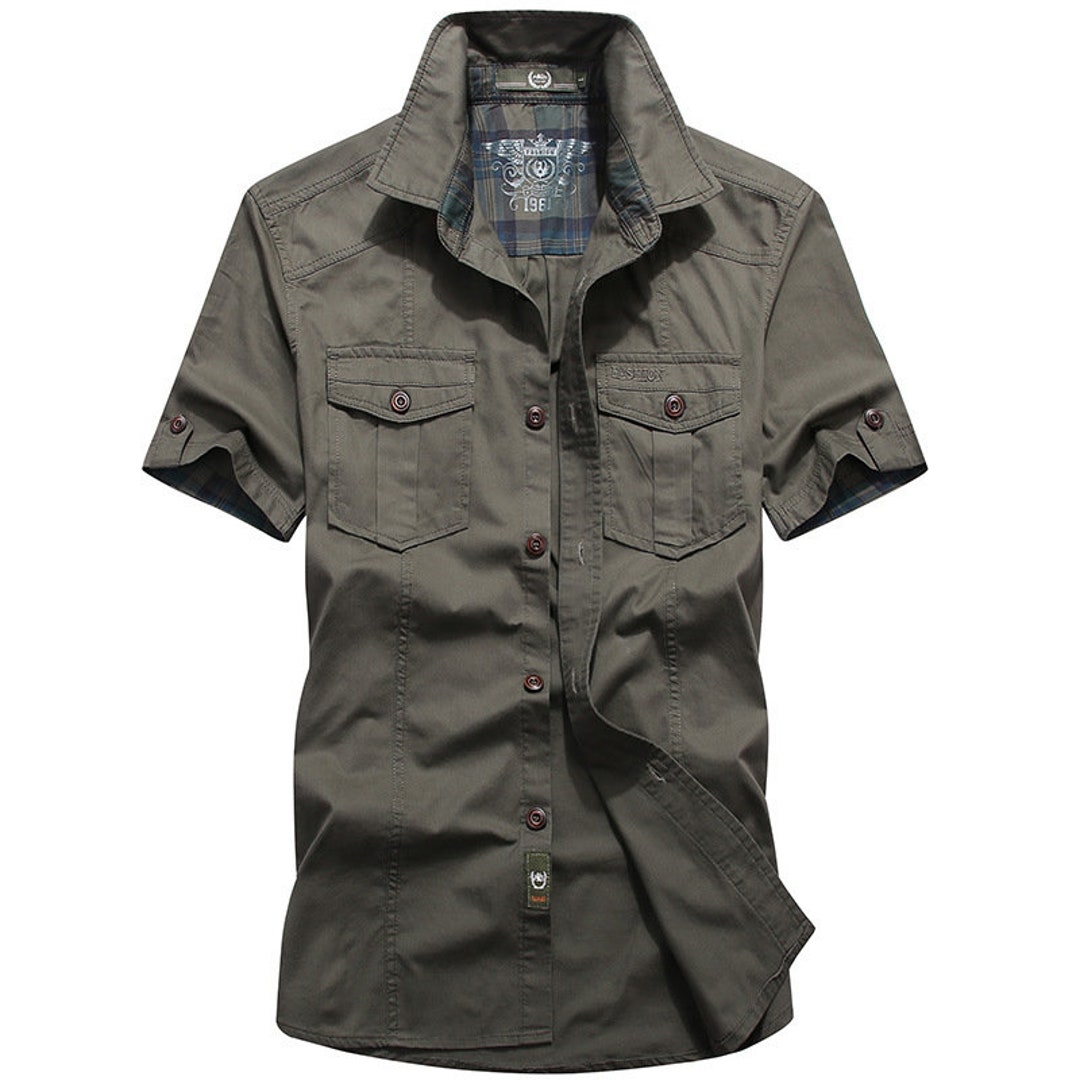 Streetwear Men's Multi-pocket Cargo Shirt Military Style - Etsy