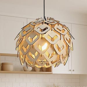 Scandinavian Wooden Pendant Light: Heart Cut-Out Design