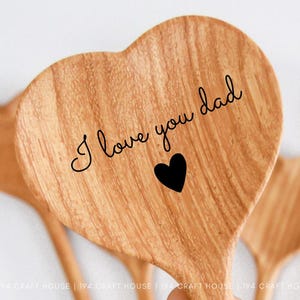 Personalized Wooden Heart Spoon for Dad: Engraved Doussie Wood Kitchen Utensil