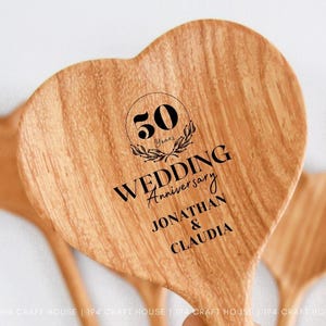 Personalized 50th Anniversary Wooden Spoon: Engraved Heart Keepsake