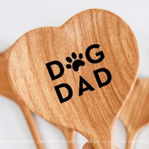 Wooden Heart Spoon Personalized Gift for Him Dad Papa, Father&#39;s Day Message Engraved, Birthday Anniversary Gift Ideas, for Pet Lovers