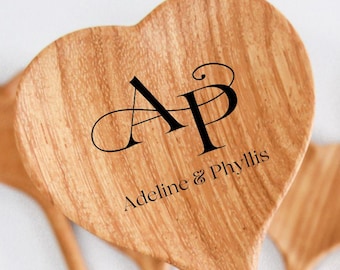 Personalized Heart Wooden Spoon: Doussie Wood Kitchen Utensil, Couple Gift