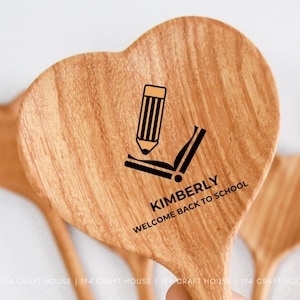 Wooden Heart Spoon Personalized Back to School Gift for Daughter, Custom Engraved Name  Encouragement Spoon Keepsake