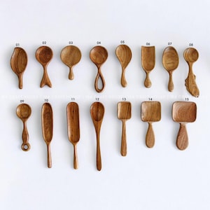 Small Wooden Spoons For Kitchen Dining Personalized Gifts, Hand Craft Wood Scoop Measuring Spoon, Serving Cooking Utensils, Vintage Decor