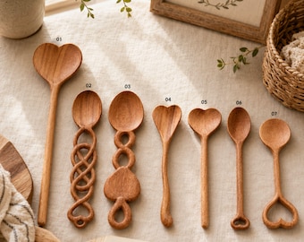Wooden Heart Spoon Personalized Gift for Her Wedding Party Favor Bridal Shower Keepsake