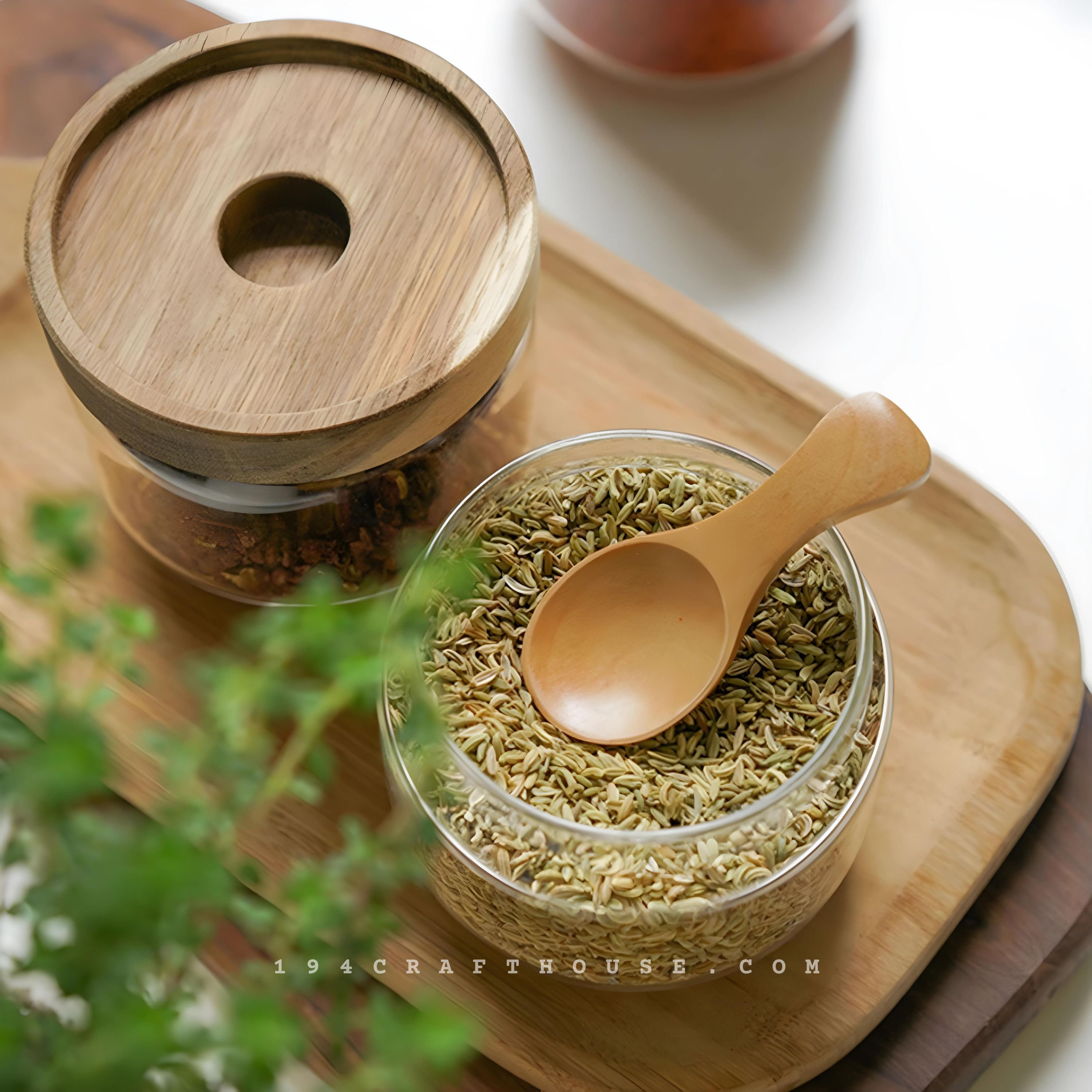 木製蓋付きガラス瓶：密閉・積み重ね可能な食品保存容器 - Etsy 日本