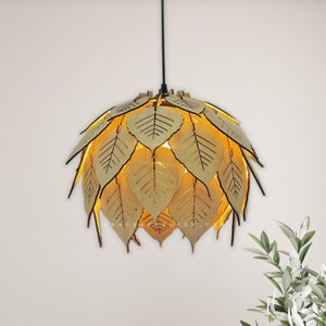 Bodhi Leaf Chandelier Lighting, Handcrafted Light Fixture, Bloom Pendant Lamp, Ceiling Artichoke Light Hanging Lamp, Bohemian Decor