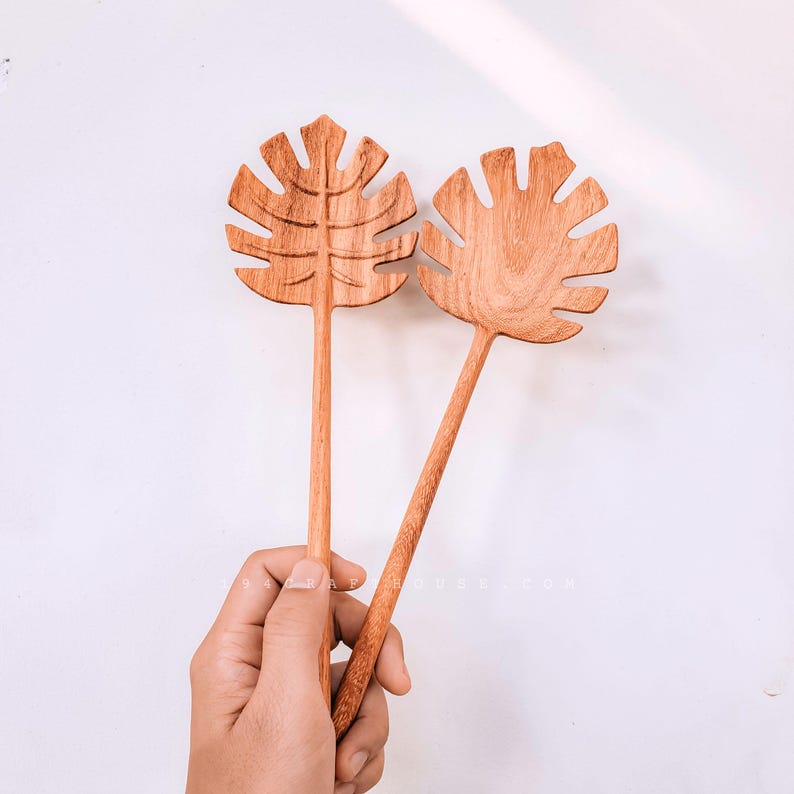 Handmade Doussie Wood Salad Servers - Thumbnail 5