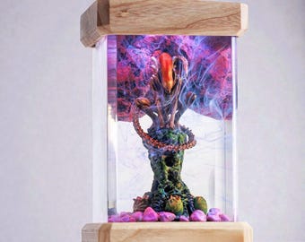 Custom Diorama Resin Lamp: Handcrafted Epoxy Desk Night Light, Anime Gift