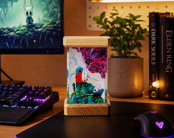 Custom Diorama Resin Lamp: Handcrafted Epoxy Desk Night Light, Anime Gift, Gaming Desk Decor