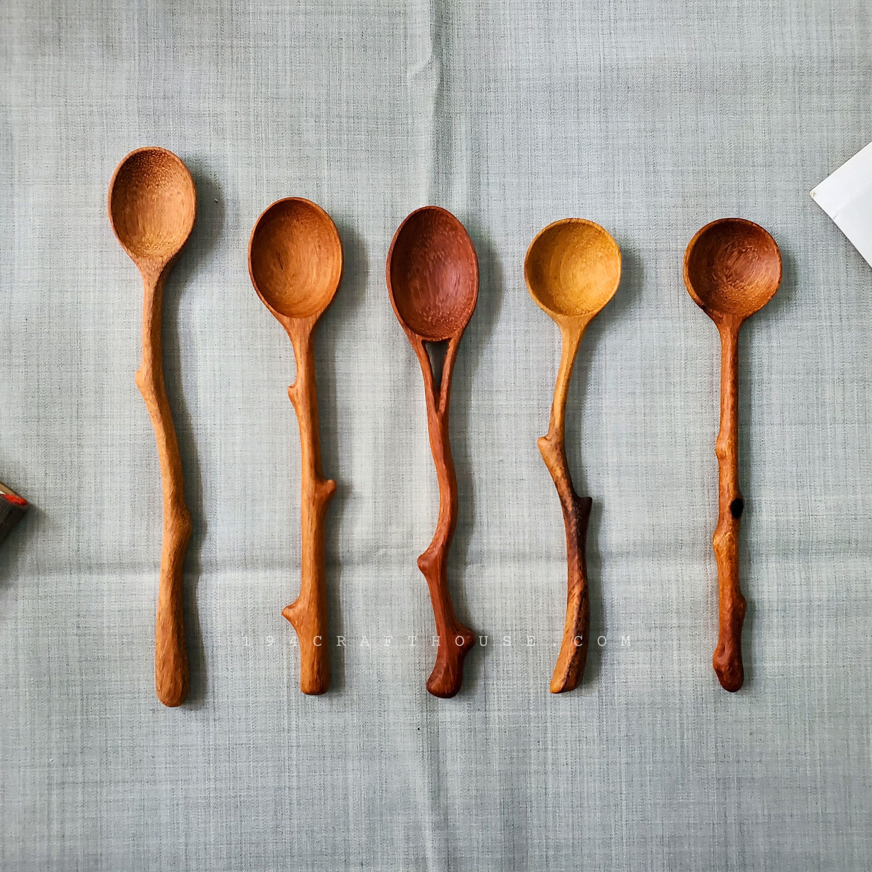 Mr.Woodware 2 Pcs Coffee Spoons Set- 4 In Beech Wooden Measuring Spoon Set  for Tea, Flour, Sugar, Spice, Powder, Bath Salt - Wood Kitchen Tools