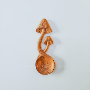 Handmade Wooden Mushroom Spoon: Doussie Wood Cottagecore Kitchen Decor