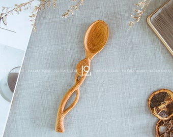 Natural Leaf Wooden Spoons Personalized Gift, Mixing Tasting Cooking Serving Utensils, Bridal Shower Wedding Engagement Anniversary Gift