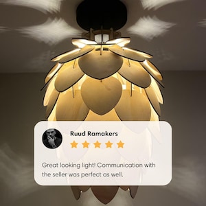 Drewniana lampa wisząca, skandynawski drewniany żyrandol, nowoczesna lampa sufitowa, ręcznie robiony klosz cięty laserowo, oświetlenie jadalni zdjęcie 8