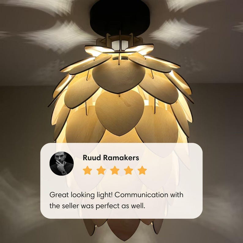 Drewniana lampa wisząca, skandynawski drewniany żyrandol, nowoczesna lampa sufitowa, ręcznie robiony klosz cięty laserowo, oświetlenie jadalni zdjęcie 8