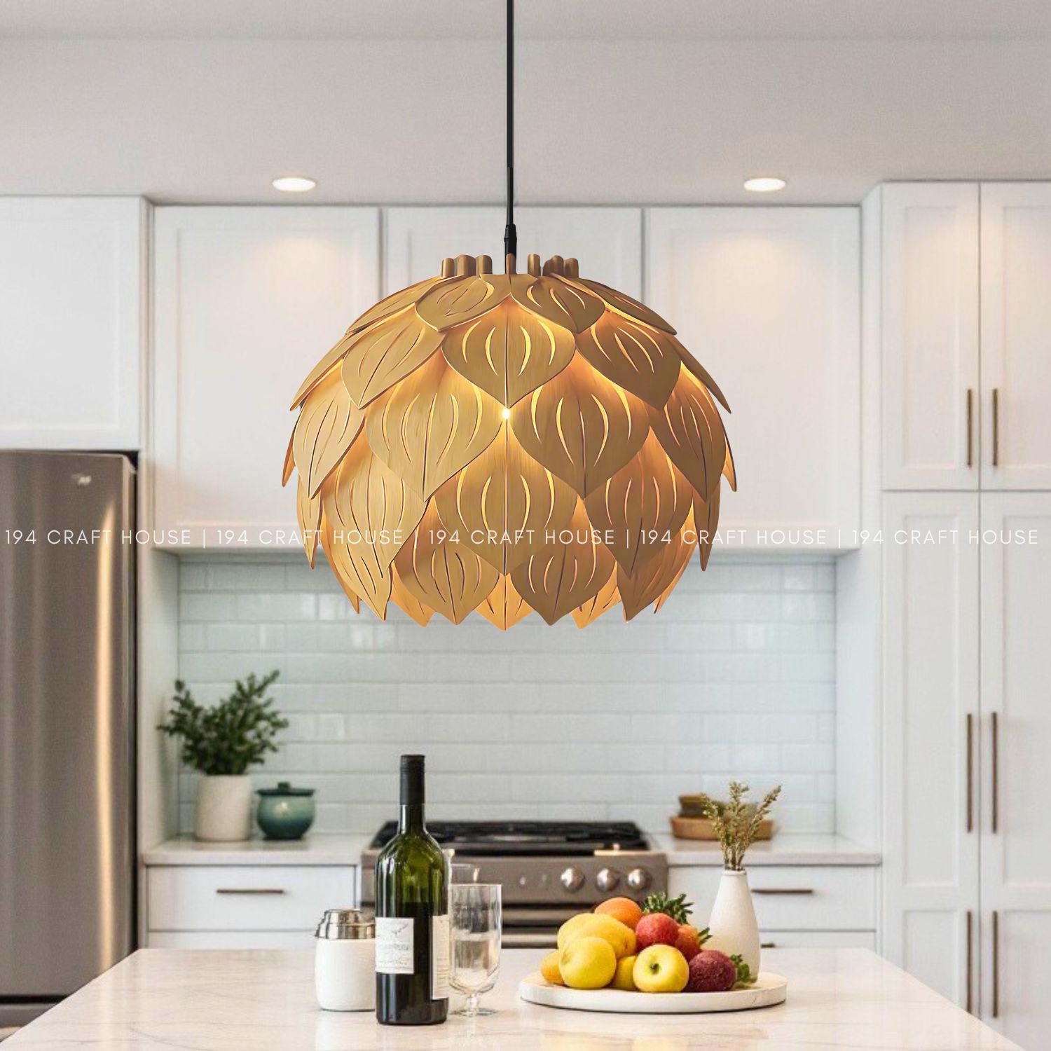 Lotus Pendant Light For Kitchen Island Living Room Bedroom, Flower Blossom Hanging Lamp Shade Ceiling Chandelier Lighting for Home Decor