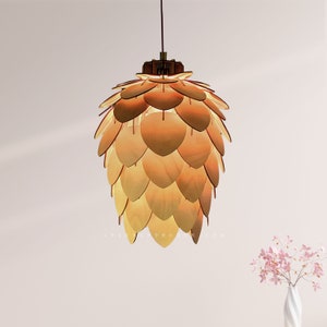 Wood Pine Cone Chandelier Lighting Dining Room, Pinecone Lamp Shade Pendant Light Fixture, Ceiling Hanging Lamp Vintage Home Decor