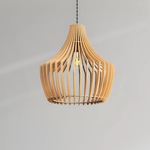 Wooden Pendant Light for Kitchen Island, Ceiling Lamp Shade, Plywood Modern Chandelier Light Fixture Hanging Lamp, Scandinavian Home Decor