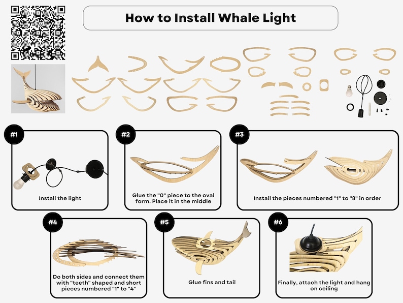 Whale Pendant Light For Kitchen Island, Wooden Whale Lamp Shade Ceiling Chandelier Hanging Light, Ocean Nursery Decor Birthday Gift for Kids image 9