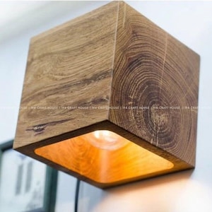 Oak Wood Wall Sconce: Minimalist Bedside LED Lamp