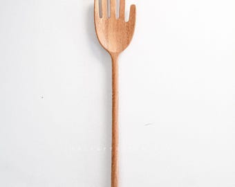 Hand Shaped Salad Server, Doussie Wood, Personalized Engraved Spoon