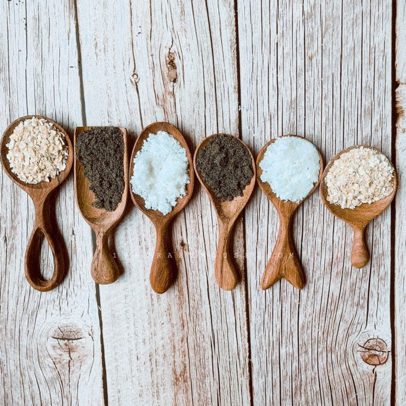 Small Wooden Spoons For Kitchen Dining Personalized Gifts, Hand Craft Wood Scoop Measuring Spoon, Serving Cooking Utensils, Vintage Decor image 10