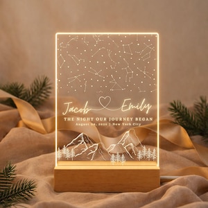 Custom Star Map Acrylic Night Light: Personalized Constellation Lamp Wedding Anniversary Engagement Gift