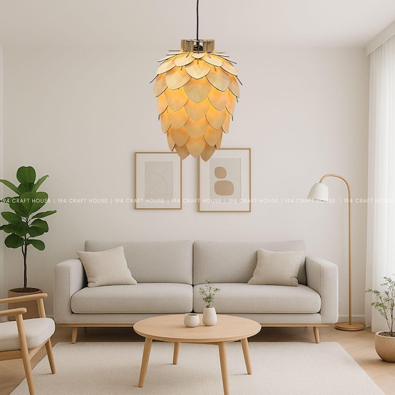 Living Room Ceiling Light, Pine Cone Pendant Lamp