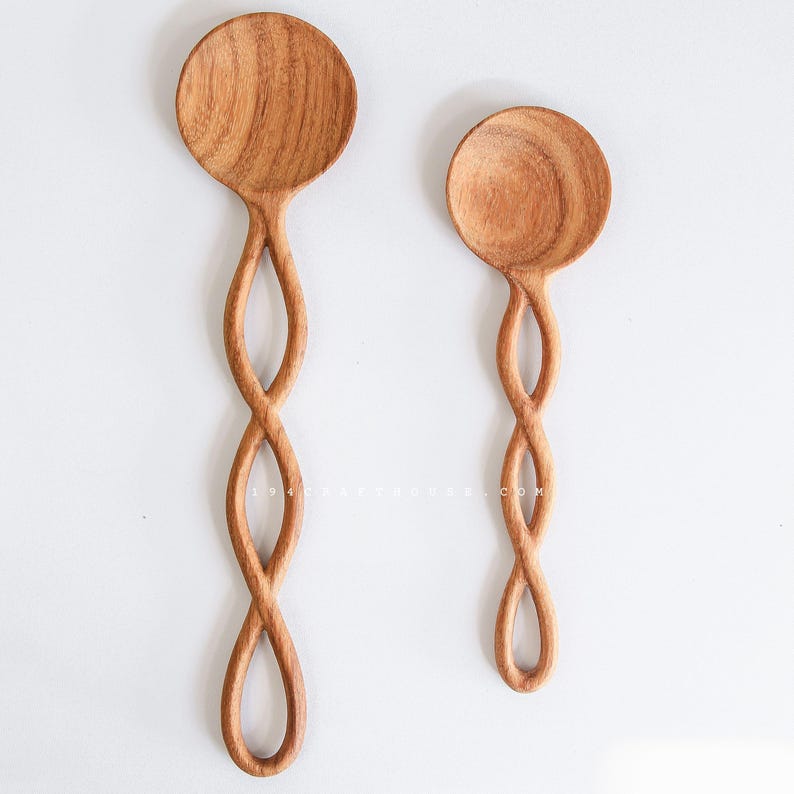 Handmade Doussie Wood Salad Servers - Thumbnail 2