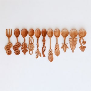 Handcrafted Doussie Wood Floral Spoon: Branch Handle Kitchen Utensil