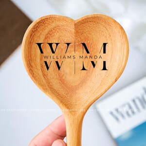 Monogramnaam houten hartlepel gepersonaliseerd cadeau voor leraar, aangepaste waardering leraar bedankje, terug-naar-school-aandenken