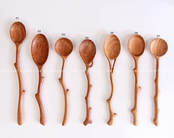 Long Handle Wooden Tea Spoons: Farmhouse Coffee Stirring Utensils