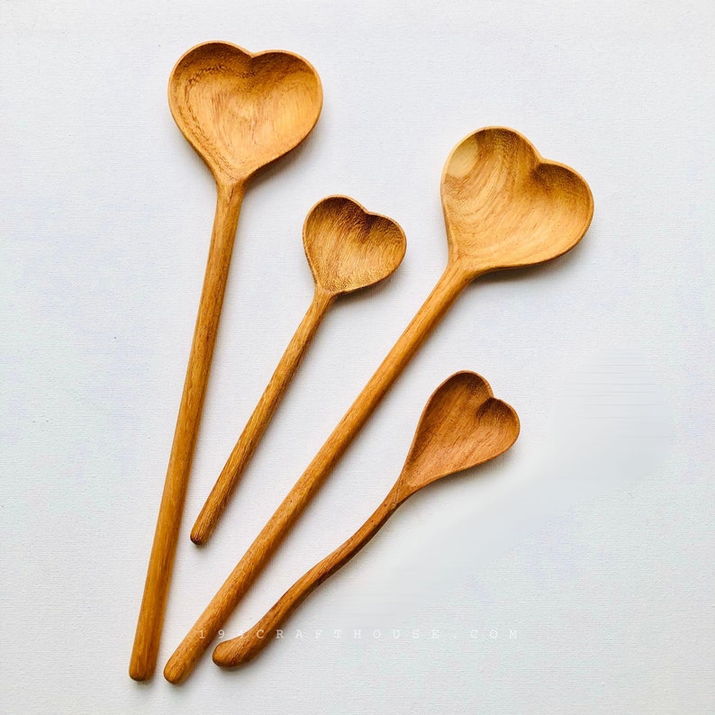 personalized wooden heart spoon with custom names and date.
