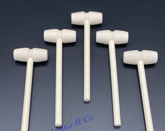 CLEARANCE: Mini Wooden Mallet for Breakable Items such as Chocolate Hearts, Bombs, Bears, etc, balls, ornaments, gender reveal, clay