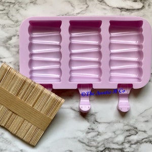Zigzag Stripe Silicone Cakesicle, Popsicle, Ice Cream Mold includes 50 FREE Wooden Sticks and Lid!