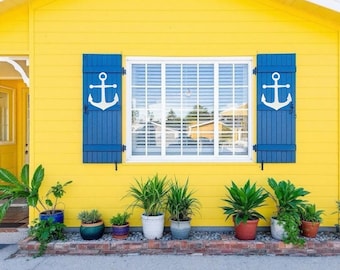 PVC Outdoor/Indoor Anchor Shutter Decorations - Outdoor Coastal Beach Decor - Set of 2