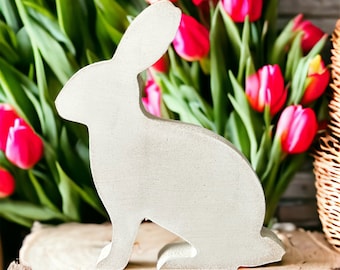 Primitive Rustic Wood Sitting Bunny Spring Decor