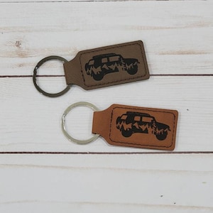 FJ Cruiser Laser Leatherette Rectangle Keychain, FJ Cruiser Keychain, Cruiser Gift Ideas