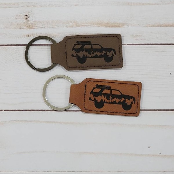 4Runner SUV  Laser Leatherette Rectangle Keychain, 4 Runner Keychain, Runner Gift Ideas