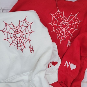 Heart Spider Hoodie and Sweatshirt personalized with Initials