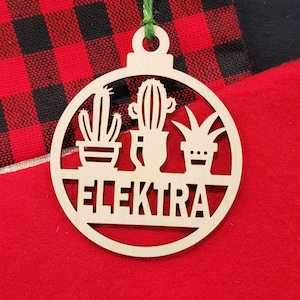 Cactus succulents Personalized Christmas Ornament, Cactus Succulent Custom Wooden Christmas Ornament