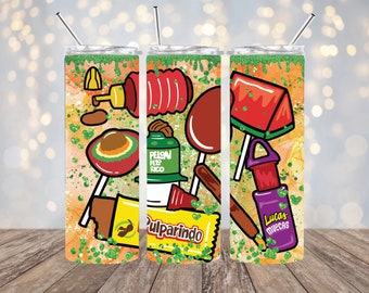 Mexican Candy 20oz Sublimation Tumbler, Dulce Mexicano Tumbler, Mexican Snack Sublimation tumbler